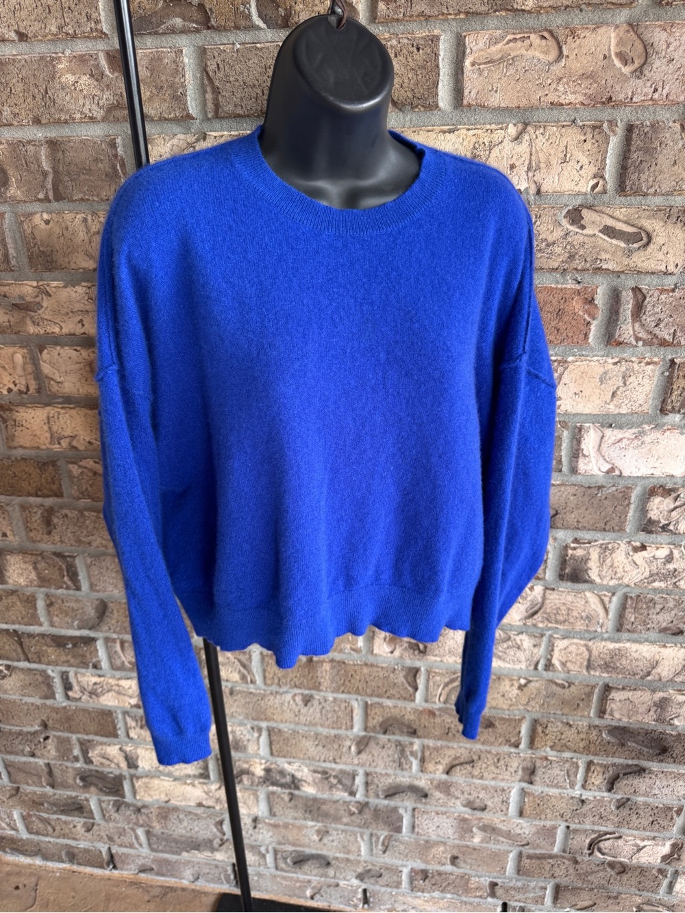 Pilcro Anthropologie Alani Cashmere Cropped Sweater Cobalt Blue Size 1X - Picture 5 of 13